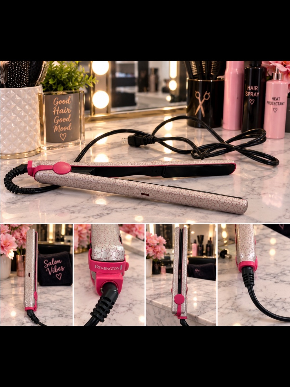 Remington Pink Crackle Ceramic Flat Iron Hair Straightener